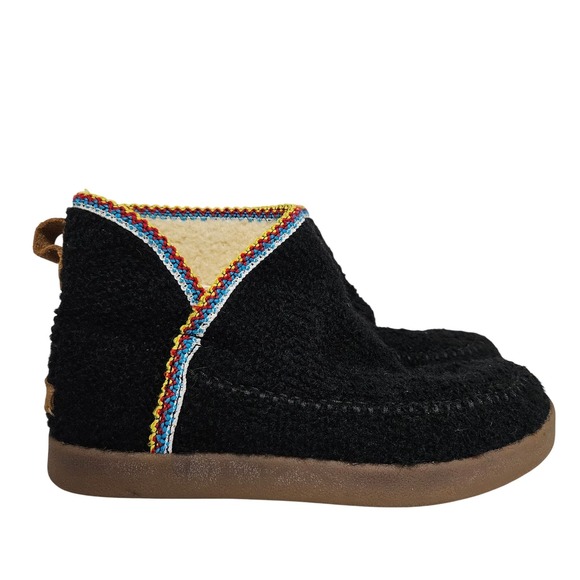 Sanuk Shoes - Sanuk Chiba Chill Bootie Slippers Women 9.5 Black Faux Shearling Trim Cozy Cabin